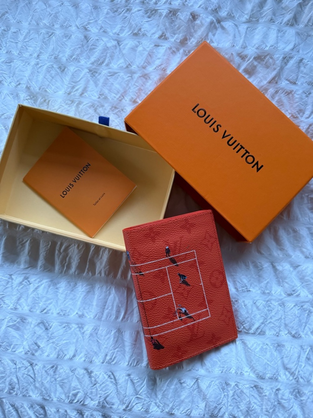 Louis Vuitton Orange Leather Tennis Court Passport Holder Inspired